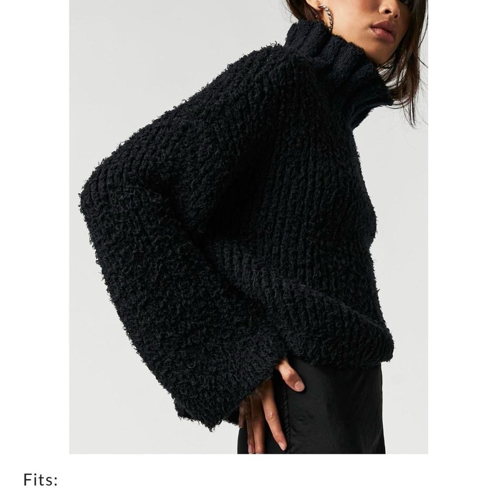 NWOT free people canyon pullover Black oversized turtleneck sweater sz s